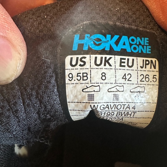 Hoka Black and White Gaviota 4 Athletic Sneakers - Picture 8 of 8